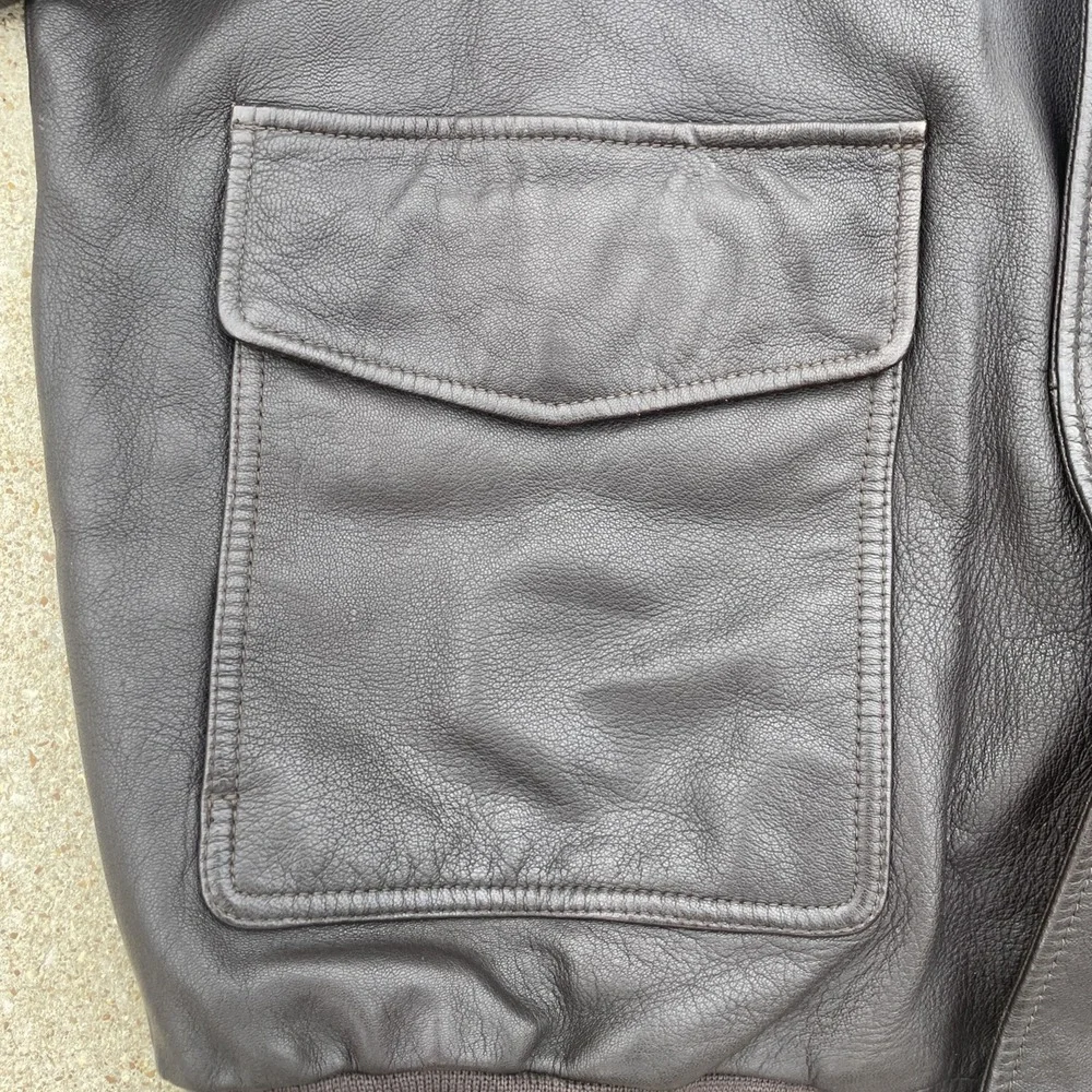 LL BEAN BROWN GOATSKIN LEATHER A-2 BOMBER FLIGHT JACKET XL PILOT AVIATOR COAT